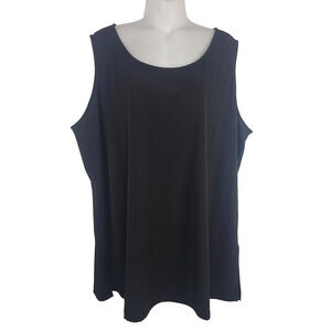 Susan Graver Liquid Knit Tank Top Black Sleeveless Stretch Size 2X Scoop Layer